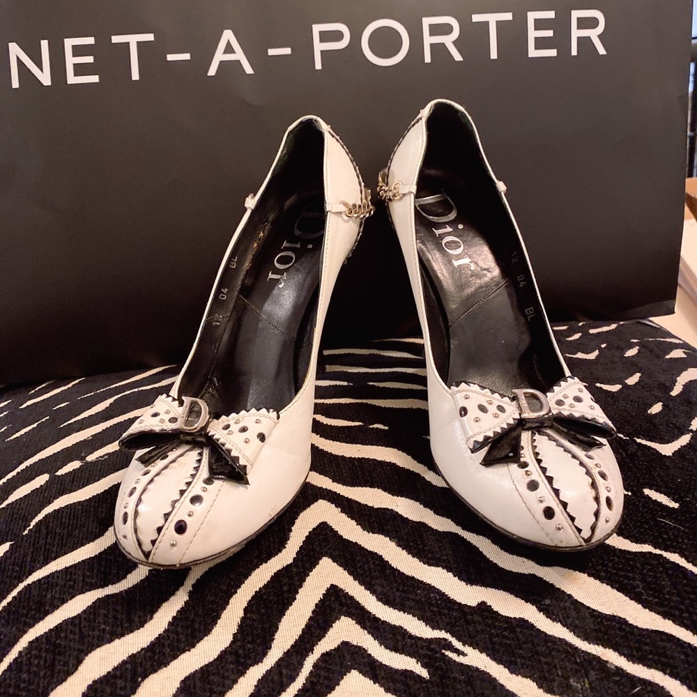 Dior Dtrep escarp round toe 10cm blanc noir